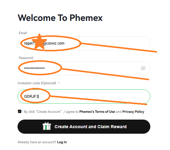 Código de convite Phemex