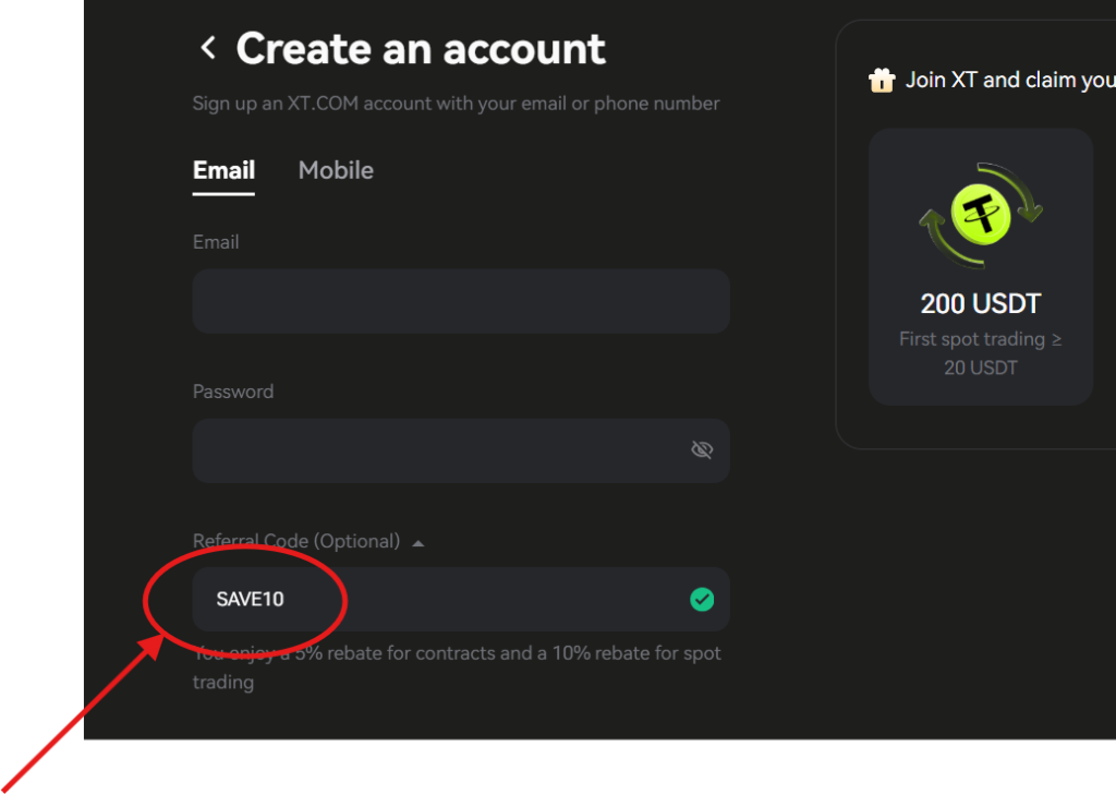Código de indicação de câmbio da XT.com “SAVE10” - Ganhe 10% de desconto nas taxas de negociação + receba 8888 USDT de bônus de boas-vindas