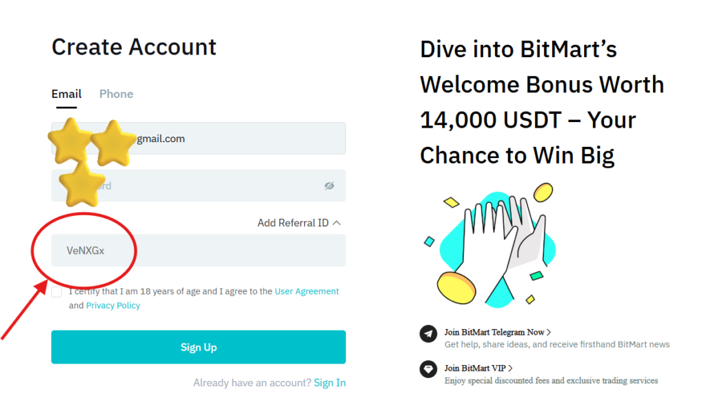 BitMart Referral Id “VeNXGx” - Consigue 15% de descuento en comisiones de trading y sumérgete en el bono de bienvenida de BitMart por valor de 14.000 USDT.